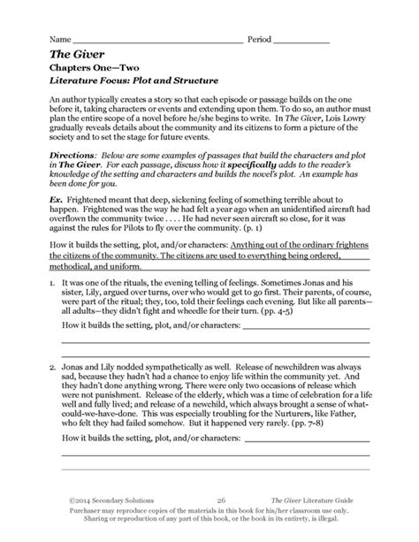 giver literature guide secondary solutions answers Doc